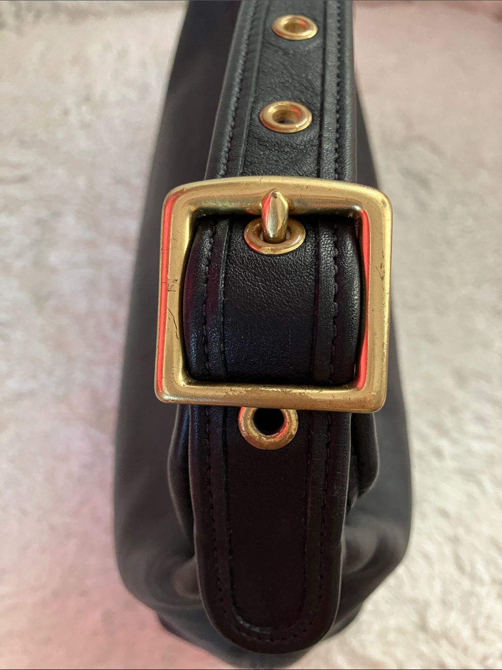 Navy Blue Vintage Coach 9059 Legacy Small Hobo Leather USA Made January 2002 - Picture 4 of 16